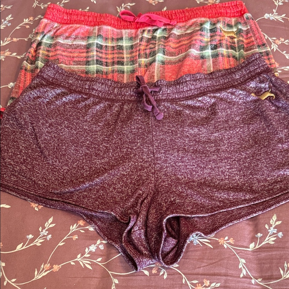 Victoria's Secret bundle, Red checked and Purple Pajama Shorts size medium